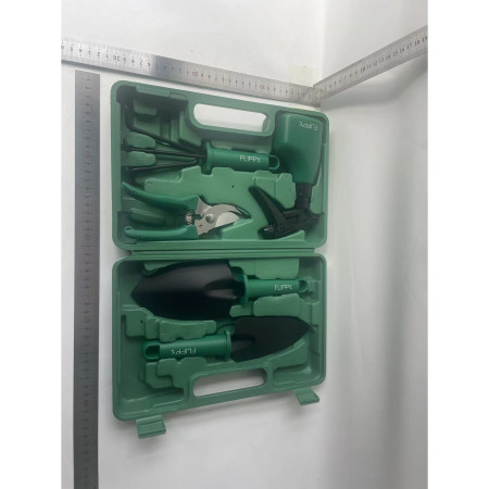 Set 5 accesorii pentru gradinarit Flippy, geanta depozitare inclusa, otel inoxidabil, 18.5 x 29.5 cm, verde