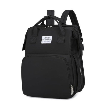 Rucsac Multifunctional pentru Mamici, Flippy, cu Patut Pliabil si Baza de Schimbat, Rezistent la Apa, Capacitate Mare, Usor, Compartimente Multiple, Buzunar Termic pentru Lapte, 42 x 32 x 22 cm, Negru