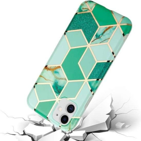 Husa protectie pentru Apple iPhone 11 Pro Max Soft IMD TPU Marble Geometric Verde