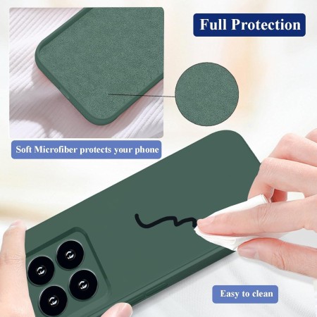 Husa de Protectie, Flippy, pentru Xiaomi 14, Liquid Silicone, cu Microfibra pe Interior, Protectie Antisoc, Compatibil Incarcare Wireless, Verde