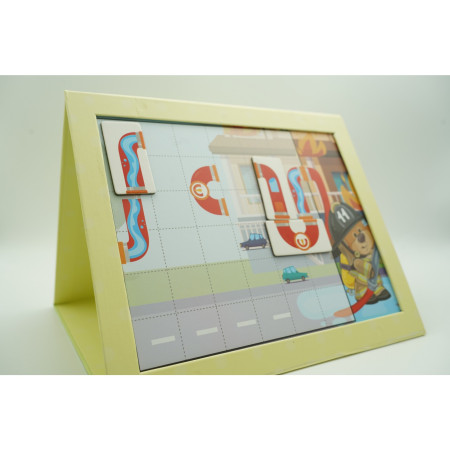 Joc educativ magnetic de interconectare, micul pompier, 15 nivele, 9 carti, pentru copii, +3 ani, multicolor