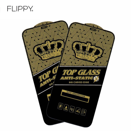 Folie ecran Flippy pentru iPhone 13 / 13 Pro/ 14, Sticla ESD, Top Glass, Anti-static, Negru