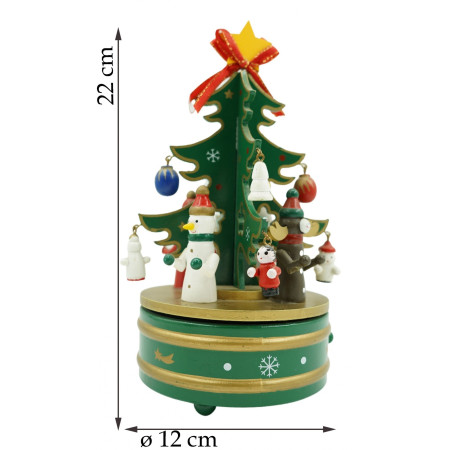 Cutiuta muzicala decorata de Craciun Bradut, Verde, din Lemn, 12 cm x 22 cm, Interior, Flippy