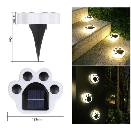 Lampa solara LED, Tip laba de urs, pentru gazon sau gradina, Rezistenta la apa, Flippy, Alb cald