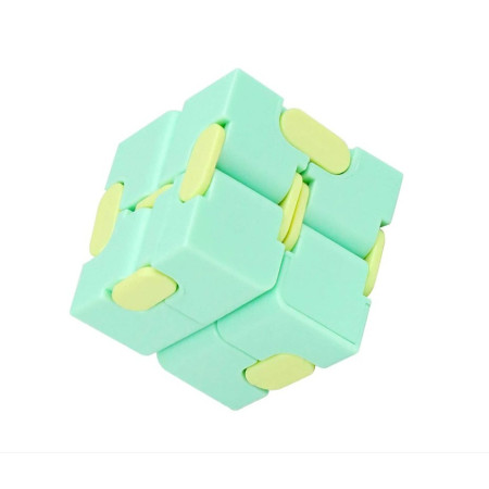 Cub antistres, Fidget Toy, Infinity Magic Cube, Verde/Galben, 4x4x4 cm