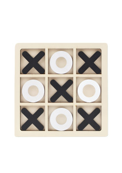 Jucarie Montessori Tic Tac Toe, Flippy, Educativa, Interactiva, din lemn, X si O, 9 Piese, 14.3x14.3 cm, Negru Alb