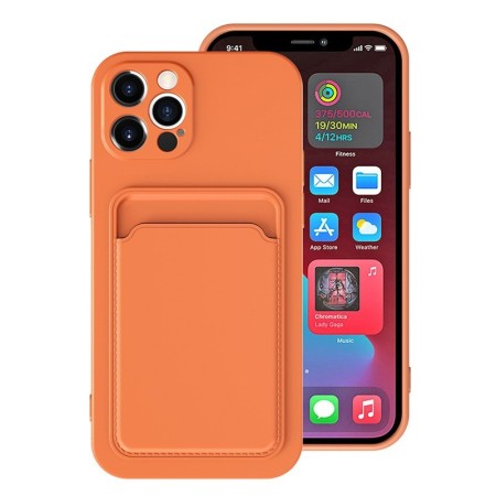 Husa protectie Flippy cu suport card compatibila cu Apple iPhone 12 Mini Portocaliu