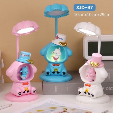 Sanrio Kuromi Desk Lamp LED Cartoon Desktop USB Charging Ornament Children's Night Light with Pencil Sharpener - Specification: XJD-47 (Big Eared Dog Mixed Color)