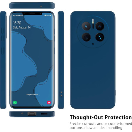 Husa de Protectie, Flippy, pentru Huawei Mate 50 Pro, Liquid Silicone, cu Microfibra pe Interior, Protectie Antisoc, Compatibil Incarcare Wireless, Albastru