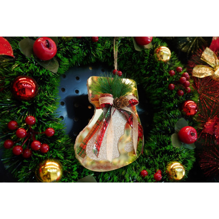 Ornament brad, Flippy, Ciorap, Auriu, Lucios, 17*17CM, Acril, Interior/ Exterior