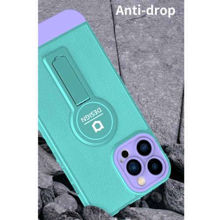 Husa Armor Design cu Stand pentru Apple iPhone 11 Pro, Blue/Mov, Suport Auto Magnetic, Wireless Charge, Protectie Antisoc, Flippy