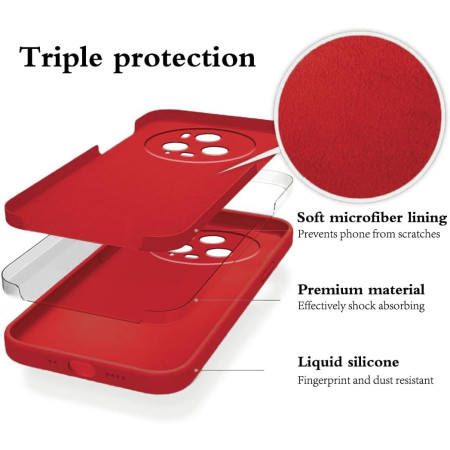 Husa de Protectie, Flippy, pentru Honor Magic 5 Pro, Liquid Silicone, cu Microfibra pe Interior, Protectie Antisoc, Compatibil Incarcare Wireless, Rosu