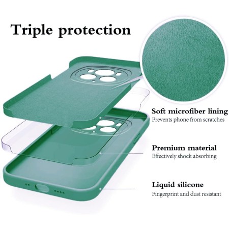 Husa de Protectie, Flippy, pentru Honor Magic 6 Pro, Liquid Silicone, cu Microfibra pe Interior, Protectie Antisoc, Compatibil Incarcare Wireless, Verde