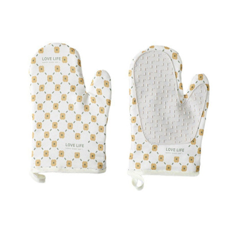 Set 2 manusi cuptor Flippy, manusa de bucatarie,  rezistenta 330 grade, textil si cauciuc, 26.5x18 cm, alb