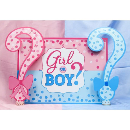 Banner pentru Petrecere, Flippy, Model Girl or Boy, Tematica Gender Reveal, 150 x 100 cm, Albastru Roz