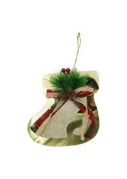 Ornament brad, Flippy, Ciorap, Auriu, Lucios, 17*17CM, Acril, Interior/ Exterior