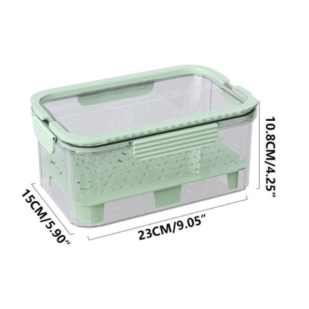 Cutie pentru Depozitare Alimente, Flippy, de Uz Casnic, 2 Compartimente, Zona pentru Gheata, Mentinere Fresh, cu Maner, Material PET, 23x15x10.8 cm, Verde