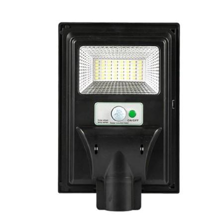 Lampa solara stradala Flippy, cu telecomanda, senzor de miscare si lumina, suport prindere, 48 LED-uri, IP65, ABS, 5AH, 50W, temperatura culoare 6500K, 28.5x18.8x5 cm, autonomie 10-12 ore, negru