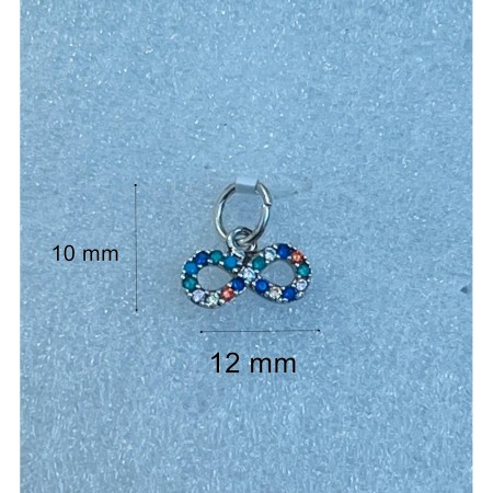 Pandantiv, Jolie Silver, Argint 925, Model Infinit cu Pietre, Model Random, Zirconii, 10 x 12 mm, 0.6 g