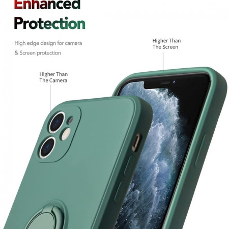 Husa protectie Flippy compatibila cu Samsung A21S Liquid Silicone Ring cu suport rotativ Verde