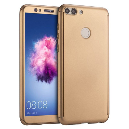 Husa Huawei P Smart Full Cover 360 Auriu + Folie de protectie