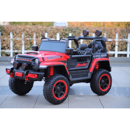 Mașină Electrică pentru Copii, Flippy, Off-Road, Conectare Bluetooth, telecomandă, Tracțiune Integrală, Lumina Intermitenta, Baterie 12V 7Ah, 120x63x68cm, Rosu