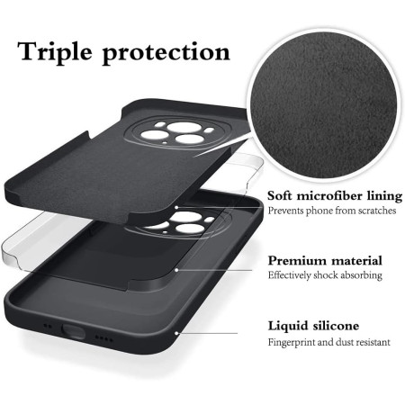 Husa de Protectie, Flippy, pentru Honor Magic 6 Pro, Liquid Silicone, cu Microfibra pe Interior, Protectie Antisoc, Compatibil Incarcare Wireless, Negru