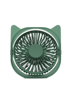 Mini ventilator pentru birou cu usb, Flippy, rotire 360 grade, 3 viteze, 13.5 x 12,8 cm, Verde