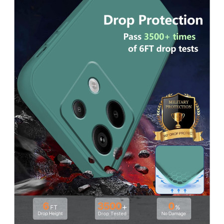 Husa de Protectie, Flippy, pentru Xiaomi Redmi Note 13 Pro 5G, Liquid Silicone, cu Microfibra pe Interior, Protectie Antisoc, Compatibil Incarcare Wireless, Verde