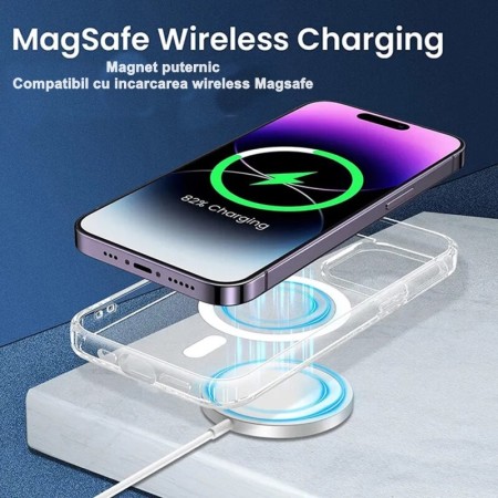 Husa de protectie Flippy compatibila cu Apple iPhone 15, MagSafe Blister, gaura mare camera, transparenta