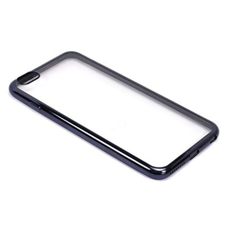 Husa Apple iPhone 5/5S cu Bumper Metalic Negru Tpu Transparent