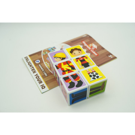 Set inteligent de cuburi magnetice pentru copii, 6 piese, cutie depozitare, puzzle joburi, +3 ani, multicolor