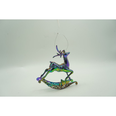 Ornament brad de Craciun, Iridescent, in forma de Ren, 11 cm x 11 cm, Plastic, Flippy