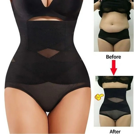 Lenjerie Modelatoare pentru Abdomen, Flippy, cu Talie Inalta si Corset, Negru, Push-Up, Marimea M