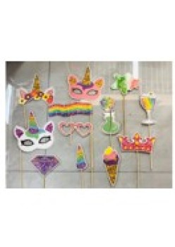 Set 12 Accesorii pentru Petrecere, Props pentru Coltul de Poze, pentru Copii, Multicolor