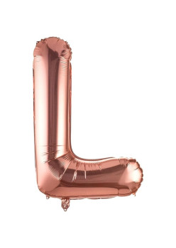 Balon Folie Metalizata Litera L, Flippy, 100 cm, Umflati cu Heliu sau Aer, Ambalaj Individual, Pai inclus, Rose Gold