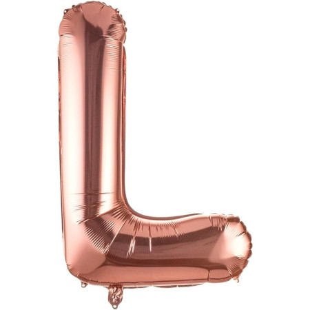 Balon Folie Metalizata Litera L, Flippy, 100 cm, Umflati cu Heliu sau Aer, Ambalaj Individual, Pai inclus, Rose Gold