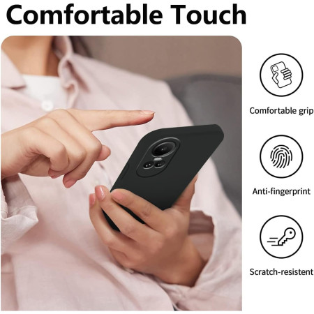 Husa de Protectie, Flippy, pentru Oppo Reno 10 Pro 5G, Liquid Silicone, cu Microfibra pe Interior, Protectie Antisoc, Compatibil Incarcare Wireless, Negru