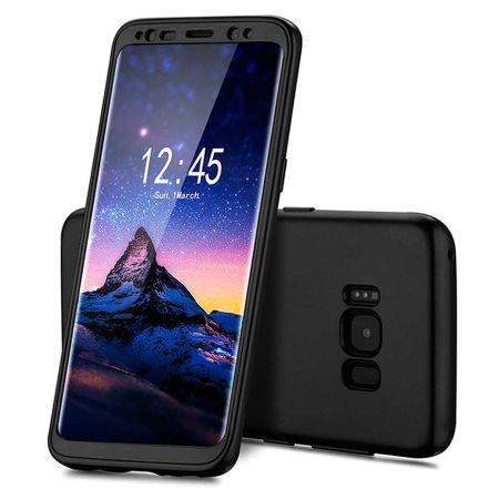 Husa Samsung Galaxy S8 Plus Full Silicone 360 Antisoc Negru + Folie de protectie