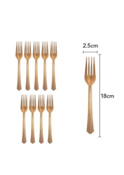 Set 10 furculite de unica folosinta 15.5 x 2.5 cm, bronz