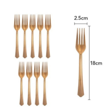 Set 10 furculite de unica folosinta 15.5 x 2.5 cm, bronz