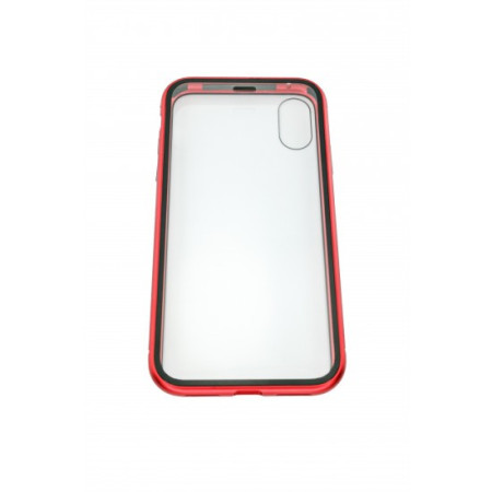 Husa de protectie Magnetic 360, Folie sticla inclusa, pentru Apple iPhone X, Rosu