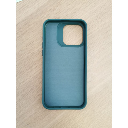 Husa Apple iPhone 14 Pro Max, Flippy, din Silicon Lichid, Interior din Microfibra, Lentile Fosforescente de Protectie Camera, Anti Amprenta, Rezistenta la Socuri, Verde