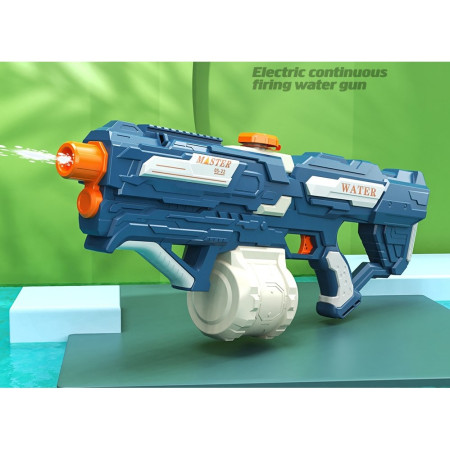 Pistol cu Apa pentru Copii, Rezervor 600ml, Flippy, 14ani+, cu baterie 1500mAh, Electric Burst, Albastru/Alb, 1000ML