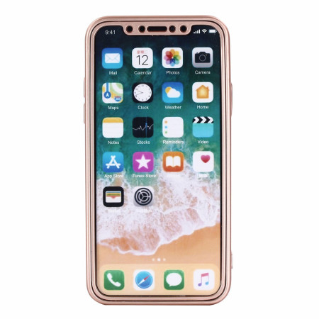 Husa Apple iPhone X Full Silicone 360 Roz Auriu + Folie de protectie