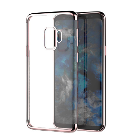 Husa Huawei P20 Lite Transparent cu Margini Roz-Aurii