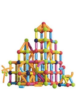 Set 100 Piese Magnetice de Constructie, Flippy, Magnetic Sticks, Bastonase si Bile, 3 Ani, ABS, Magnet, 24 x 18.5 x 14 cm, Multicolor