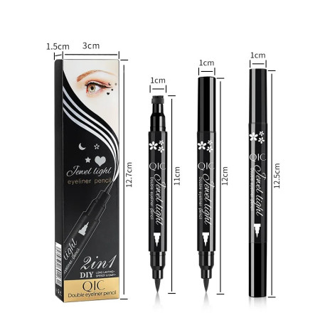 Tus Lichid pentru Ochi, Flippy, 2 Capete, Eyeliner si Stampila Inima, Pentru Ochi si Corp, 50 g, Rezistent la Apa, 12.7 x 3 cm, Negru