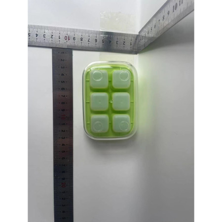 Forma pentru gheata cu presa Flippy, din silicon alimentar, 6 cuburi, caserola pentru depozitare, usor de folosit si curatat, 10.5 x 7.5 x 4.1 cm, verde