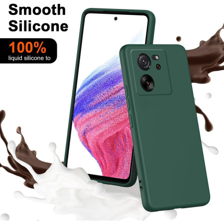 Husa de Protectie, Flippy, pentru Xiaomi Redmi 13T, Liquid Silicone, cu Microfibra pe Interior, Protectie Antisoc, Compatibil Incarcare Wireless, Verde